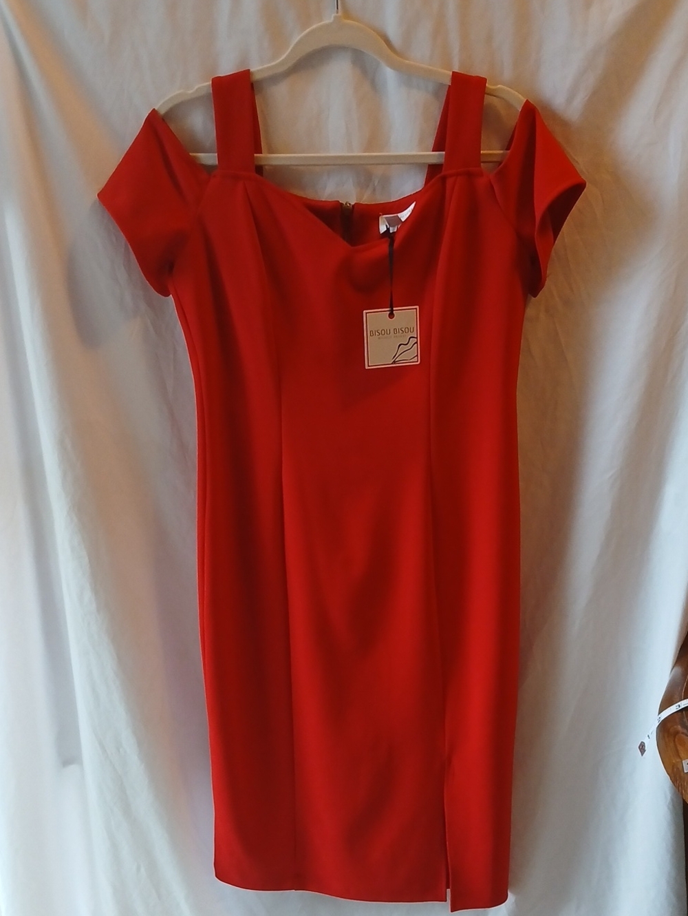 Bisou Bisou Red Off-Shoulder Midi Sheath Dress